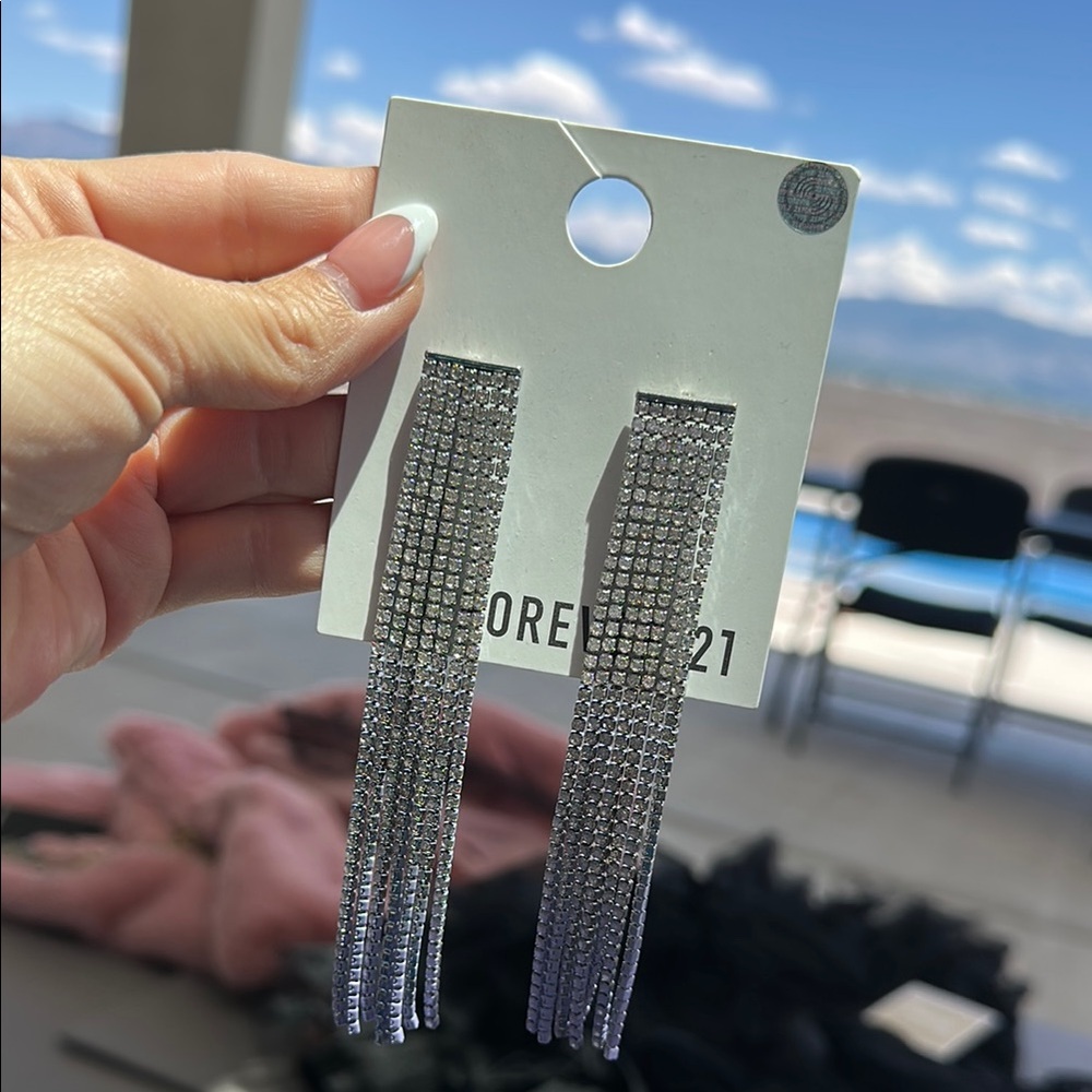 Forever 21 Silver Waterfall Chain Earrings